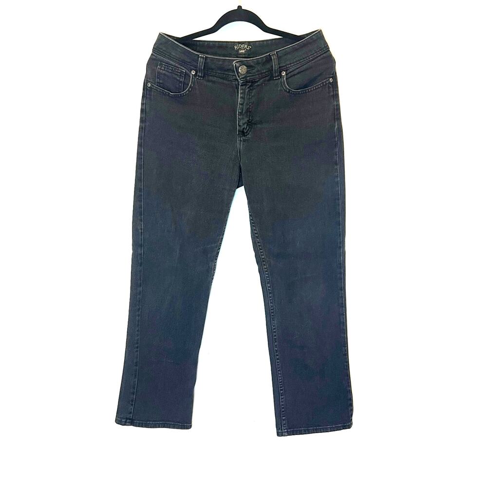 90's Straight‎ Leg Jeans Cotton Mid Rise Worn Black Rider By Lee Womans Size 10P